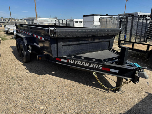 P.J. Trailers 2027 DL 83"X14' Low Profile Scissor Dump Trailer | Tandem Axle 14K, 6" Cylinder, Hydraulic Jack, 24" Sides, 7 Ga Floor