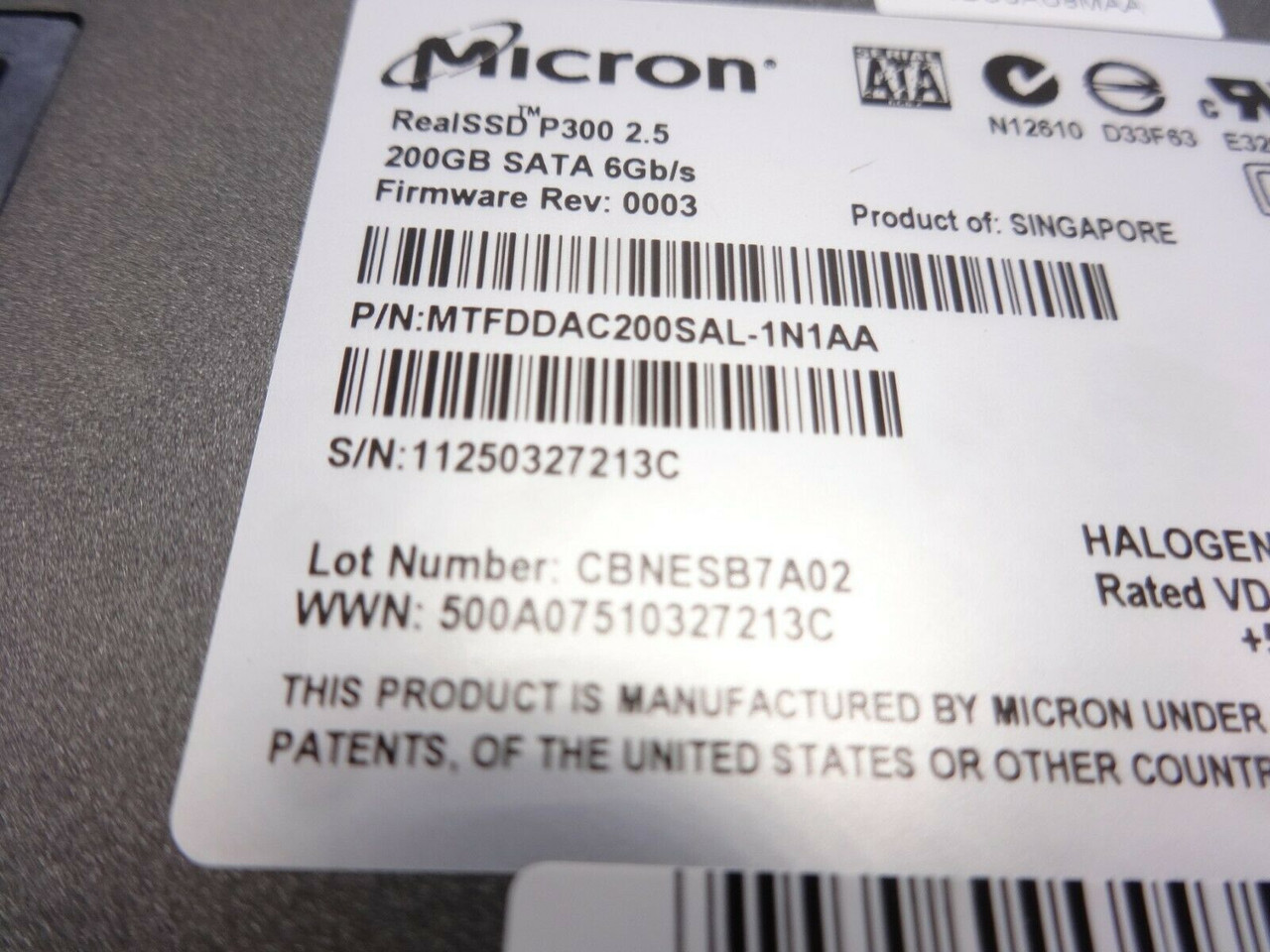 Micron MTFDDAC200SAL-1N1AA 200GB SATA 6Gbps 2.5 Solid State Hard Drive