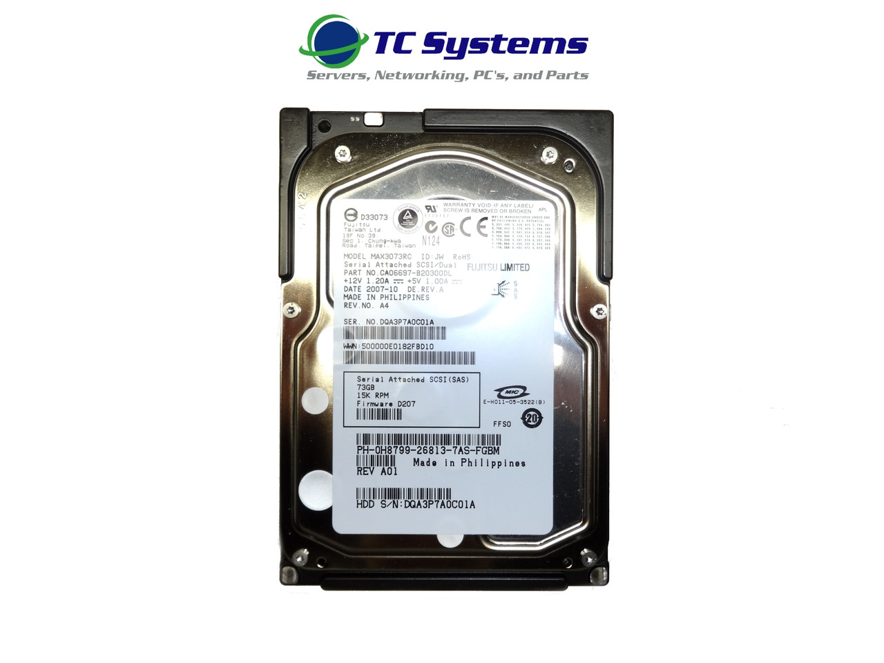 Dell MAX3073RC H8799 73GB SAS 15k 3.5 Hard Drive