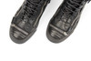 Quilted Texture High Top Leather Sneakers in Black