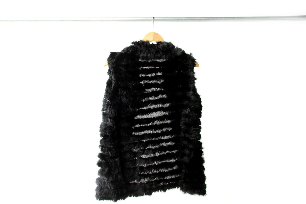 Knitted rabbit shop fur vest