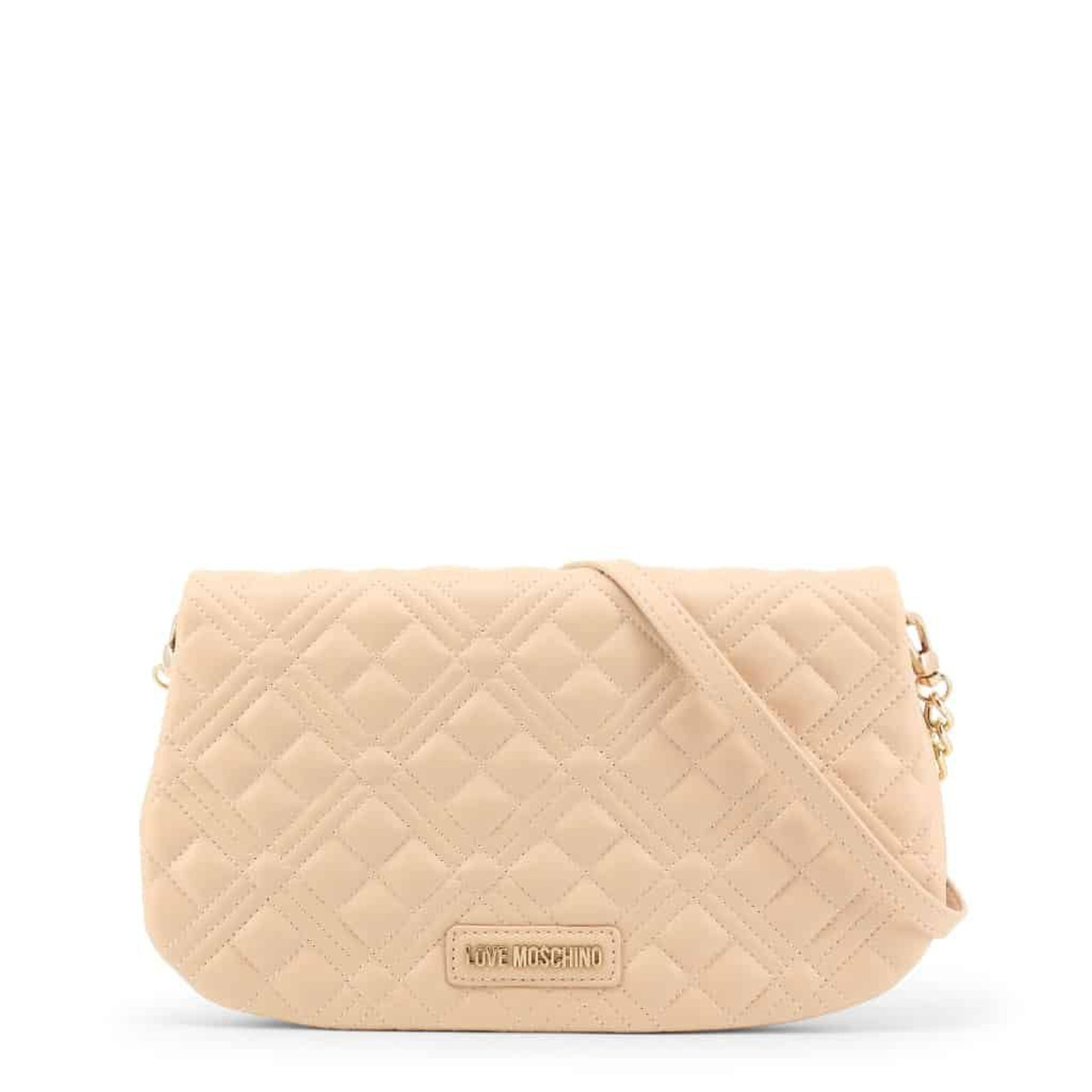 LOVE MOSCHINO Quilted Bag with Rounded Flap in Natural BTR