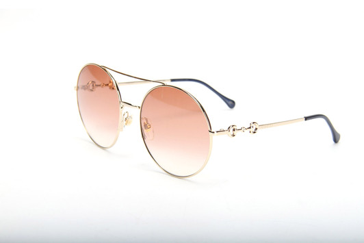 Gucci Sunglasses GG0878S-00359 Gold/Brown Round Women's Full Rim Sunglasses
