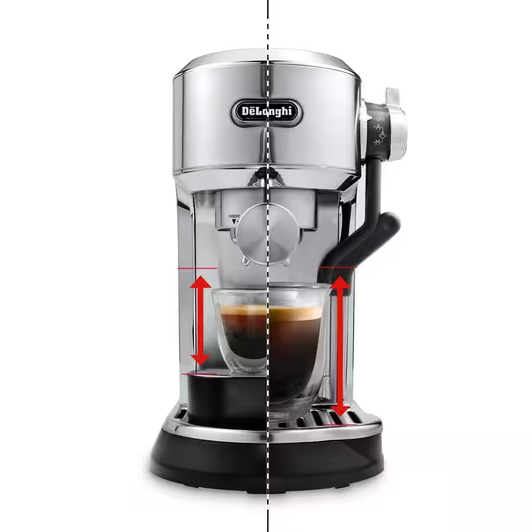 Machines à espresso manuelles Dedica Maestro Plus EC950M : Cette machine à espresso compacte permet de gagner de la place sans sacrifier la qualité. Avec une expérience de travail pratique et une brosse à vapeur automatique, la Dedica Maestro Plus est le complément parfait de tout comptoir.