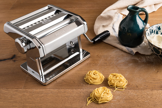 Marcato Ampia 150 Classic Pasta Machine – Chrome Steel Lasagna, Fettuccine & Tagliolini Maker AM-150-PRM