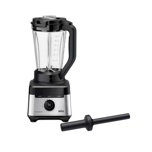 JB7500BK The latest Braun TriForce Power Blender is loaded with innovative features and intuitive precision. The blender’s distinct Tritan™ triangular jug guarantees up to 2x faster results*. With the exclusive iTextureControl technology, its 3 automated food programs- Smoothie, Ice Crush and Chop and 3 unique texture settings- smooth, medium and coarse- encourage customization for 9 different blending settings. 1200 watts of continuous power meticulously control, stainless steel PrecisionEdge Blades. Including the 10 manual speed settings and a pulse setting, it’s easy to prepare a wide variety of recipes to your liking. The high-performance Braun TriForce Power Blender is sure to be a favorite new addition in any kitchen. *Compared to the Braun JB7201