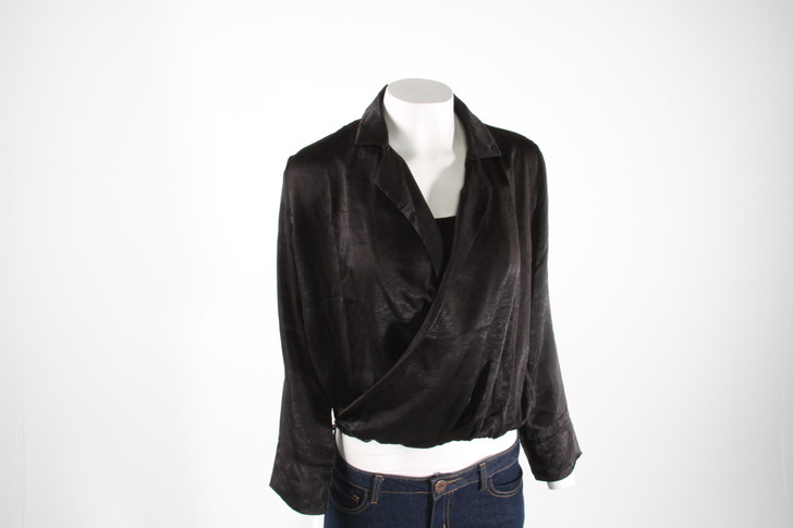 Deep V neck satin blouse  EP15885BS