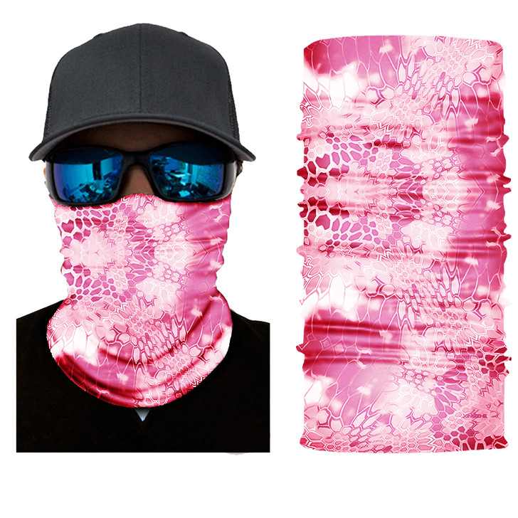 Unisex pull up bandana tube mask with pink tie dye print