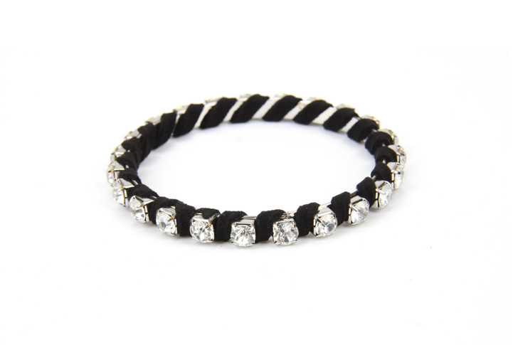 Black Leather Trim Bangle