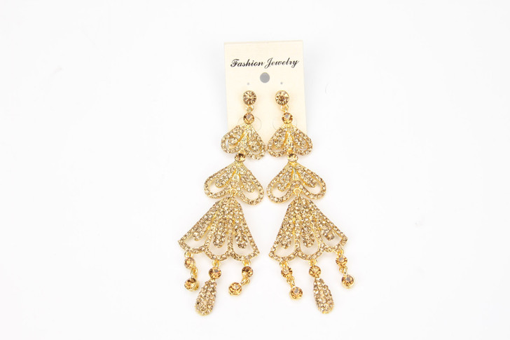 Ornamented Drop Earrings In Gold