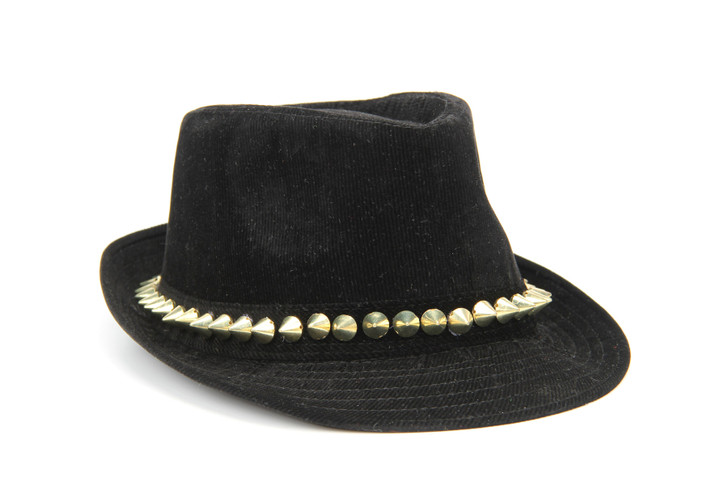 Studded Fedora in Black Cord