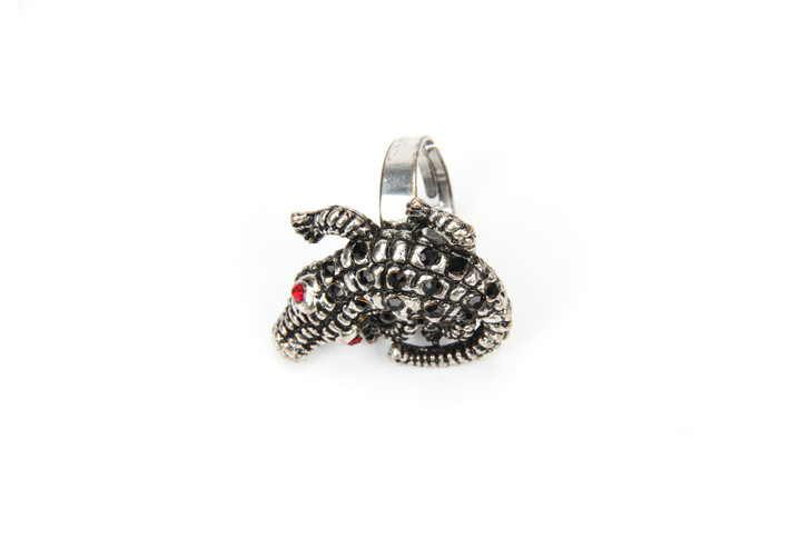 Croco Ring In Silver And Black