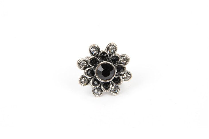 Floral Burst Ring In Black - R31B