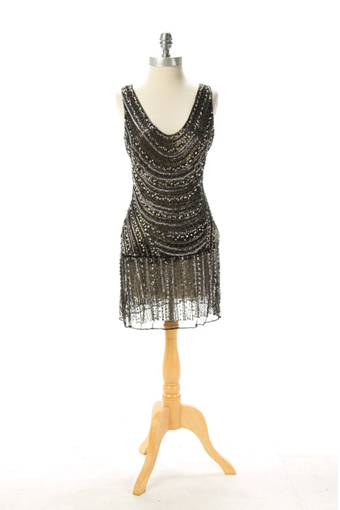 Jeweled Mesh Dress in Black