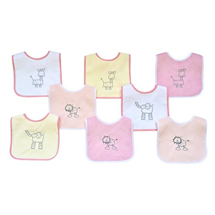 8-Pack Feeder Bib Set in Pink