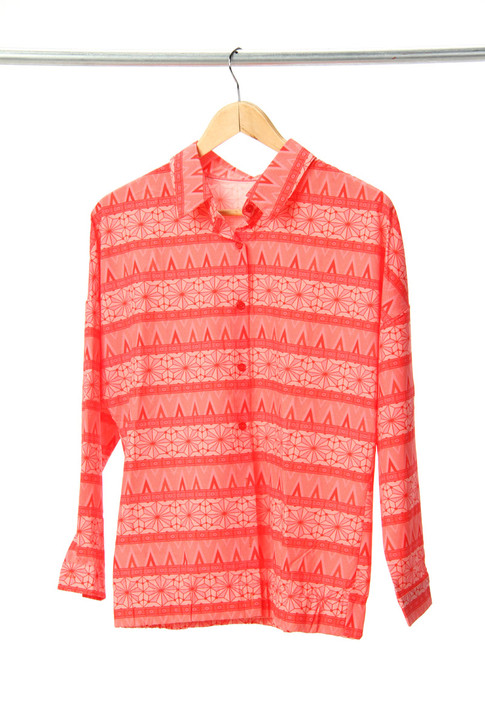 Graphic Geometry Blouse in Red and Pink