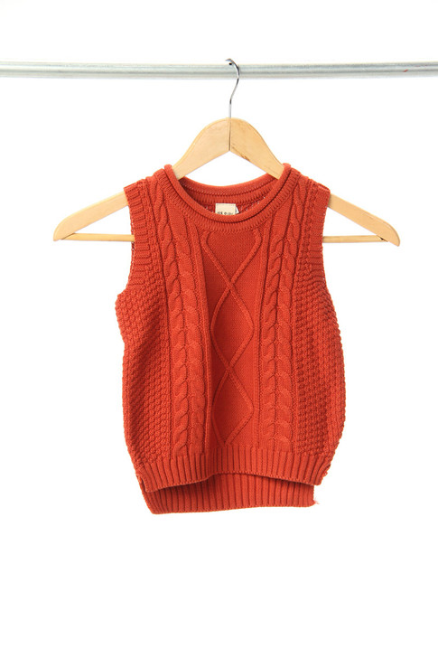 Classic Winter Vest Sweater for Boys in Red Orange