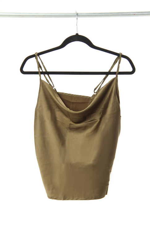 Satin Fashion Short Cami in Green Khaki