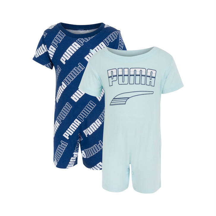 Puma Newborn Boy's 2 Pack Jersey Romper Set - Navy & Blue