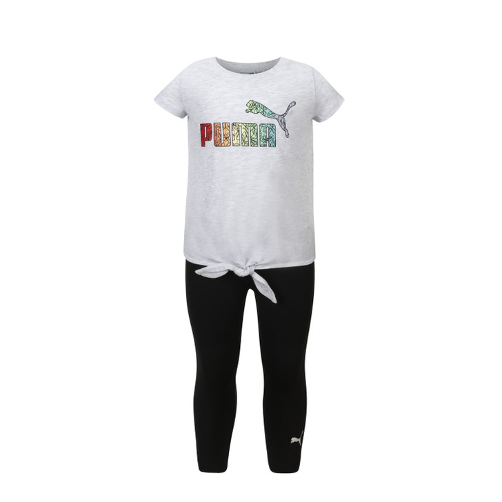 Puma Girls Two Piece Short Sleeve Jersey Tee & Capri Legging Set - Pastel  Pink & Black - BTR - BEYOND THE RACK