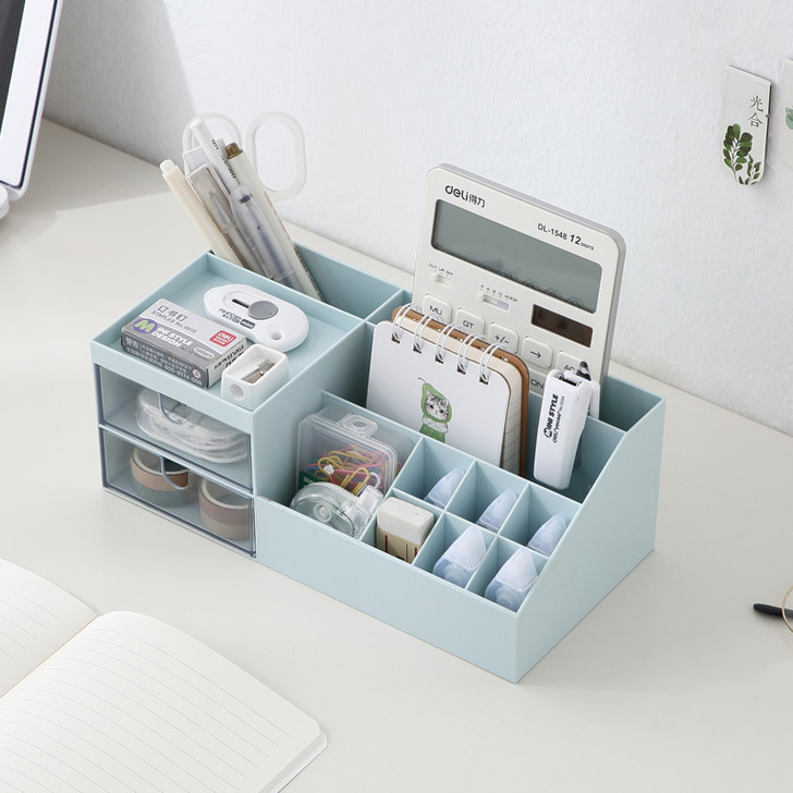 Organizer Storage Box With Drawers - Light Blue