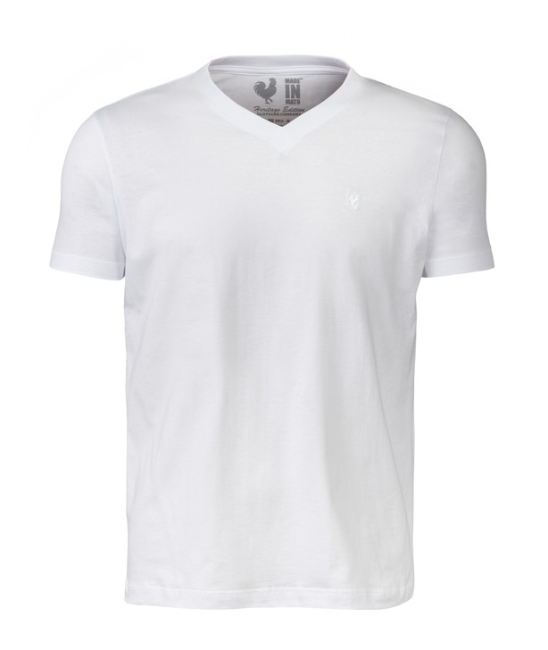 Made In Mato - Men's Basic V-Neck T-Shirt - White