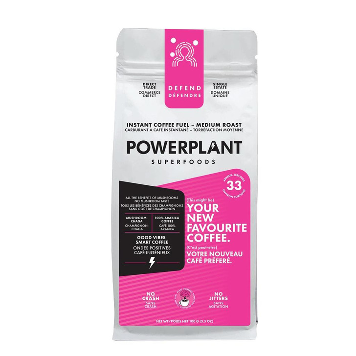 PowerPlant - Organic Chaga Mushroom Coffee Defend Blend - 100g Instant Fuel