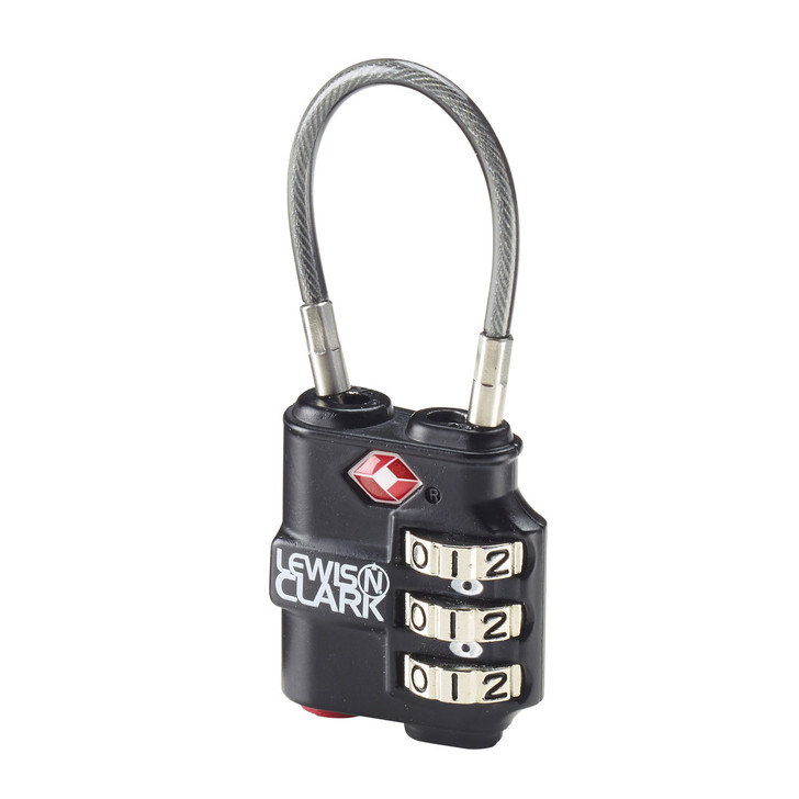 Lewis N Clark Travel Sentry Indicator Cable Lock - Black