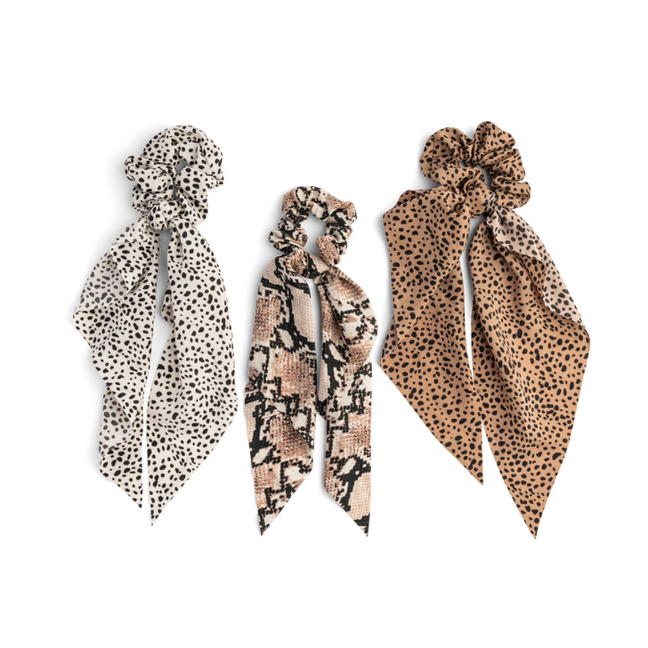 Zoe Ayla - Set of 3 Printed Scarf Tie Scrunchies