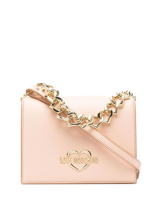 LOVE MOSCHINO Chain Heart Shoulder Bag in Natural