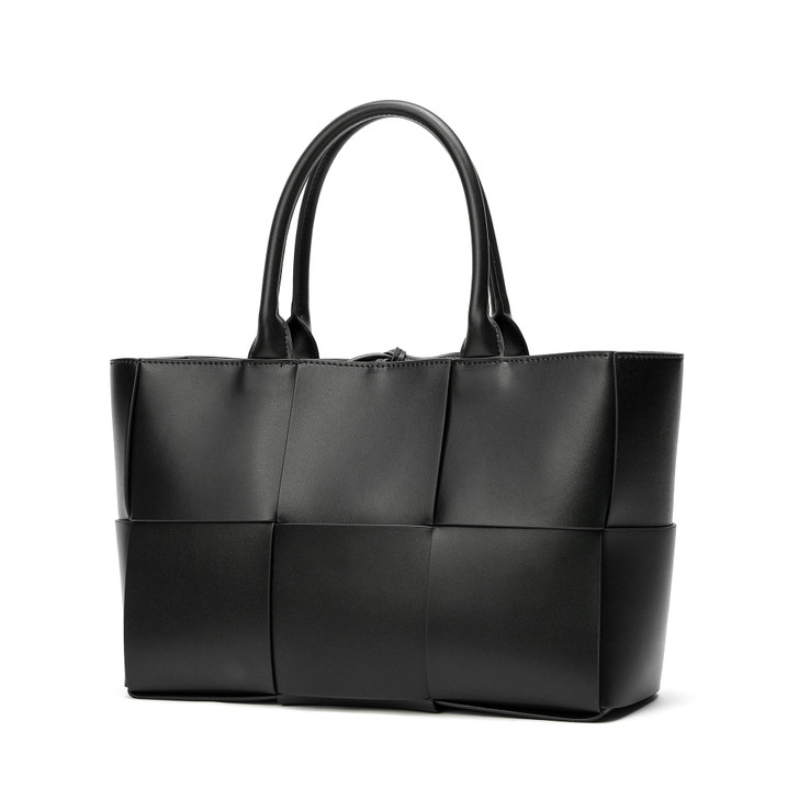 Tiffany & Fred Woven Smooth Leather Tote Bag in Black