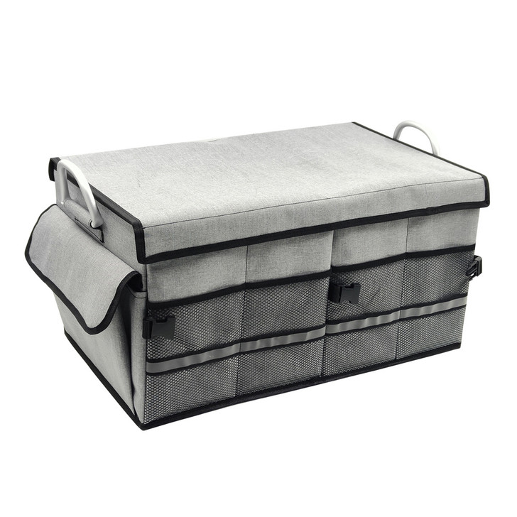 Super Capacity Foldable Car/Trunk Organizer with Lid in Grey