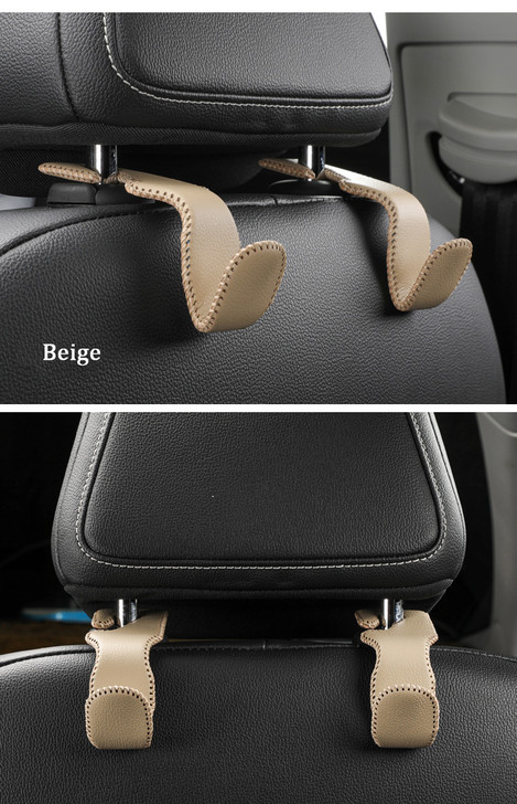 Set of 2 Car Seat Hooks in Beige