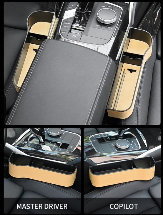 Deluxe Car Set Gap Filler and Organizer in Beige - LEFT/DRIVER SIDE