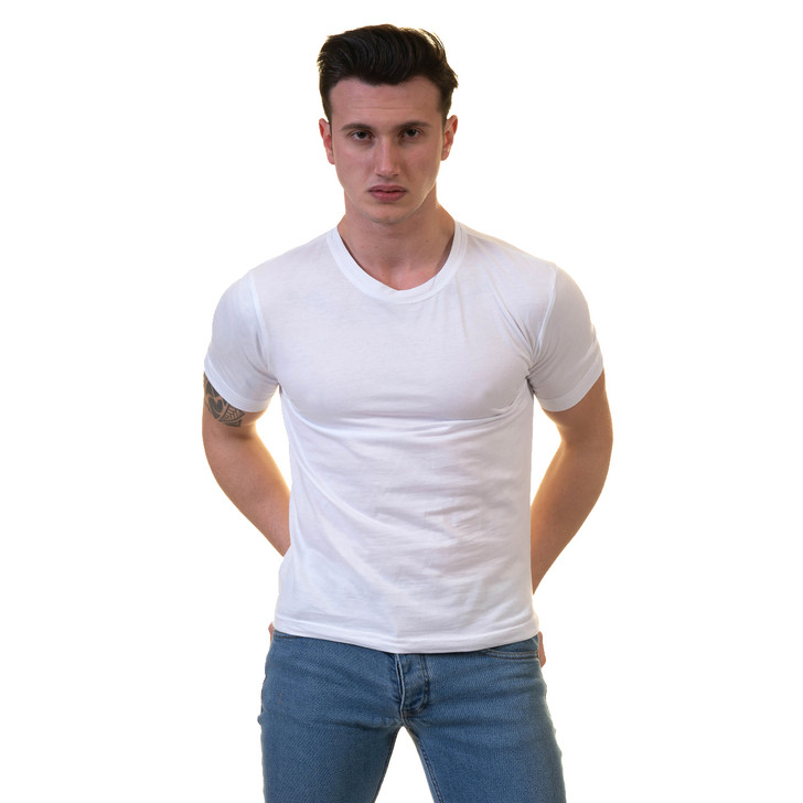 Amedeo European Made  T-Shirts-AEMT0266-Btr-White T-Shirt