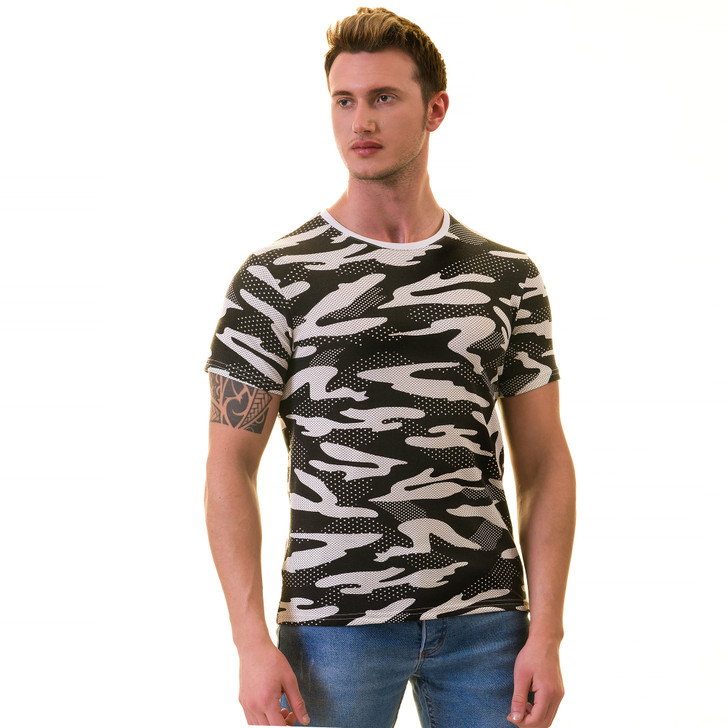 Amedeo European Made  T-Shirts-AEMT0280-Btr-Black Camouflage T-Shirt
