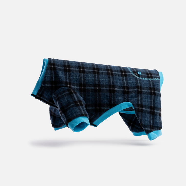 Pet Pyjama in Blue Plaid Micropolar