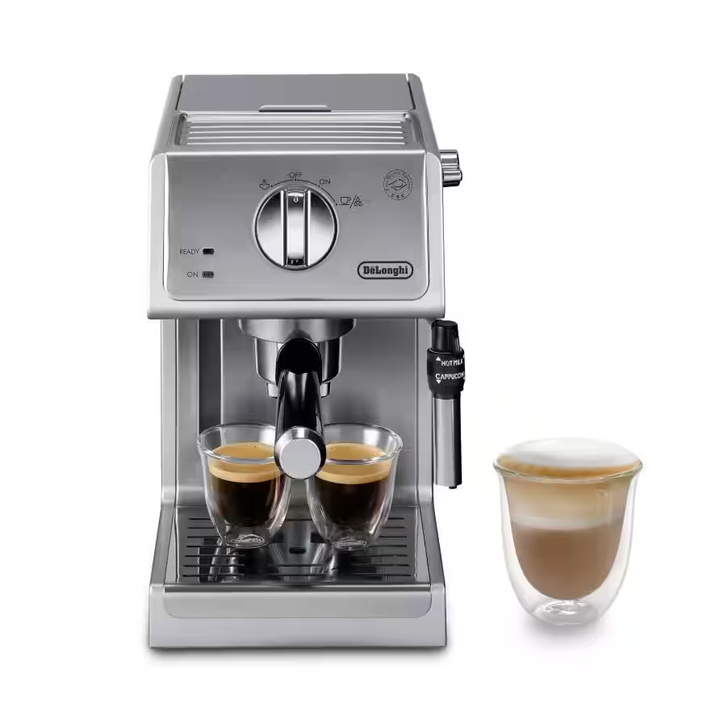 DeLonghi Manual Espresso machine, Premium Frother ECP3630 :  Whatever your preference - single or double espresso, cappuccino or latte - the De'Longhi Pump Espresso brews authentic barista quality beverages just like you enjoy at your favorite coffee house.