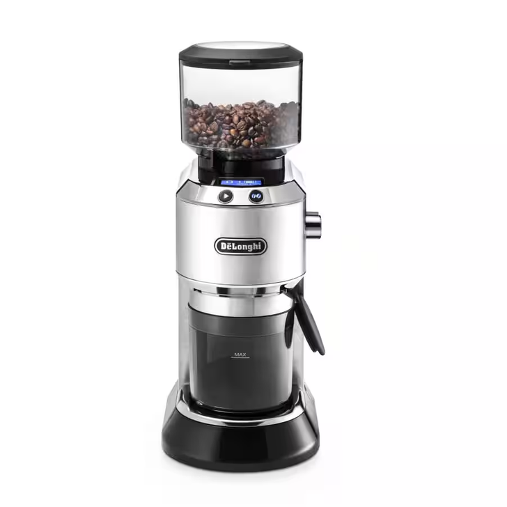 Delonghi Dedica Coffee Grinder KG521M :  De'Longhi KG521M Dedica Stainless Steel Conical Burr Digital 12oz Grinder with 18 Grind Settings and Portafilter Adaptor