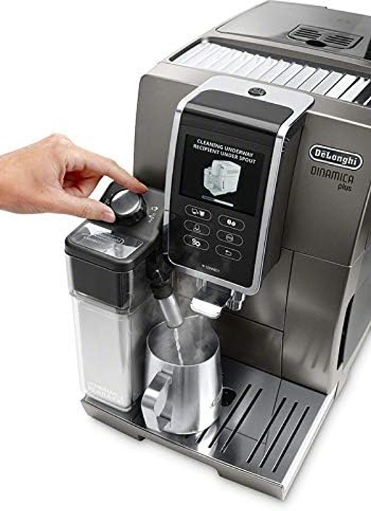 De'Longhi ECAM37095TI Dinamica Plus with LatteCrema System, Fully Automatic  Coffee Machine, Colored Touch Display,Titanium