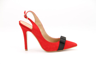 Veronika Slingback Heels in Red & Black - BTR - BEYOND THE RACK