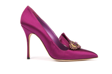 Manolo Blahnik - Alaleone Satin Pumps in Purple - BTR - BEYOND THE RACK