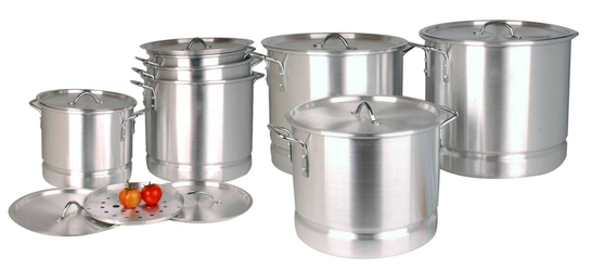 STOCK POT SET ALUMINUM STOCK W/STEAMER   SET 7PCS  8QT,12QT,16QT,20QT,24QT,32QT,40QT  COD#9811