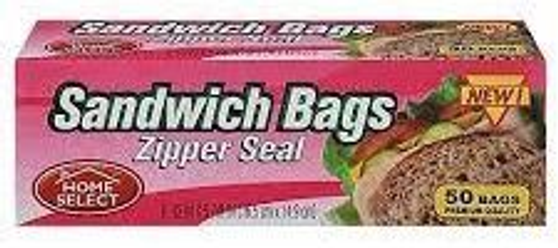 SANDWICH BAGS ZIPPER SEAL 50 BAGS