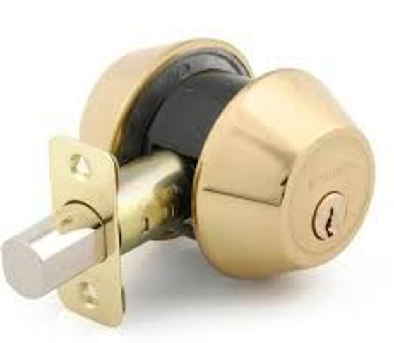 DOOR LOCK GOLD  DEAD BOLT DOUBLE CYLINDER
