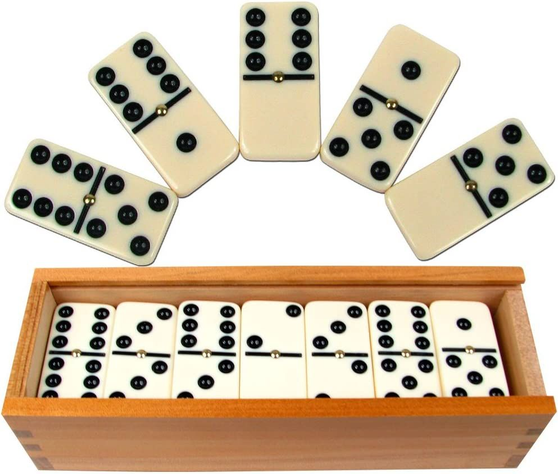 DOMINOES D6 WOOD BOX SET OF 28