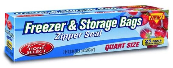 FREEZER & STORAGE QUART SIZE BAGS 25 BAGS.