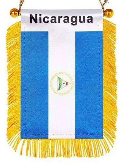 FLAG BANNER NICARAGUA  4" X 6"