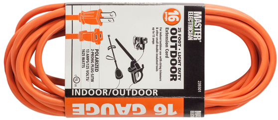 EXTENSION CORD ORANGE OUTDOOR 25 FEET