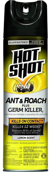 HOT SHOT ANT & ROACH PLUS GERM KILLER LEMON SCENT 17.5 OZ